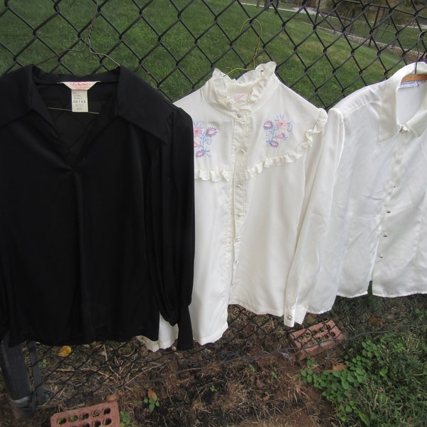 3 vintage long sleeve blouse size med