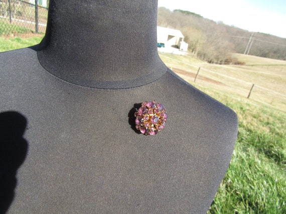 vintage rhinestones purple cluster brooch and scr… - image 3