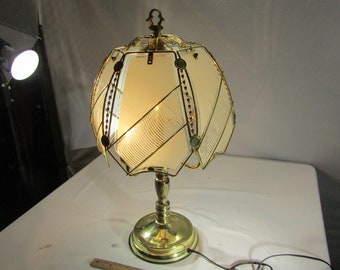vintage frosted/ clear glass lamp, table lamp