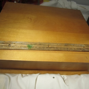 vintage oak wood jewelry box with lid