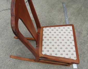 vintage sewing fabric seat rocking chair , wood t back chair