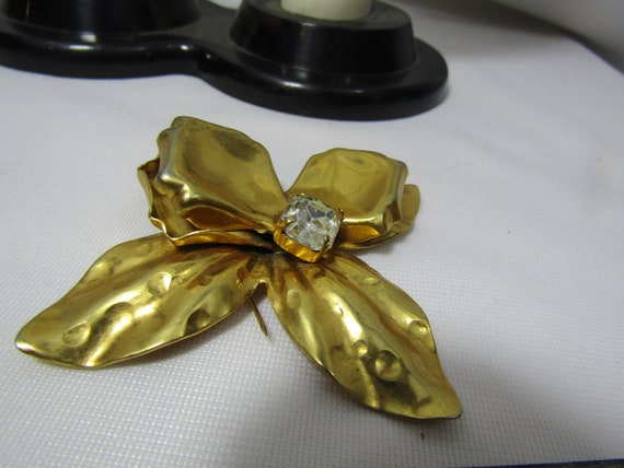 metal flower brooches, 1 signed Coro, group of br… - image 3