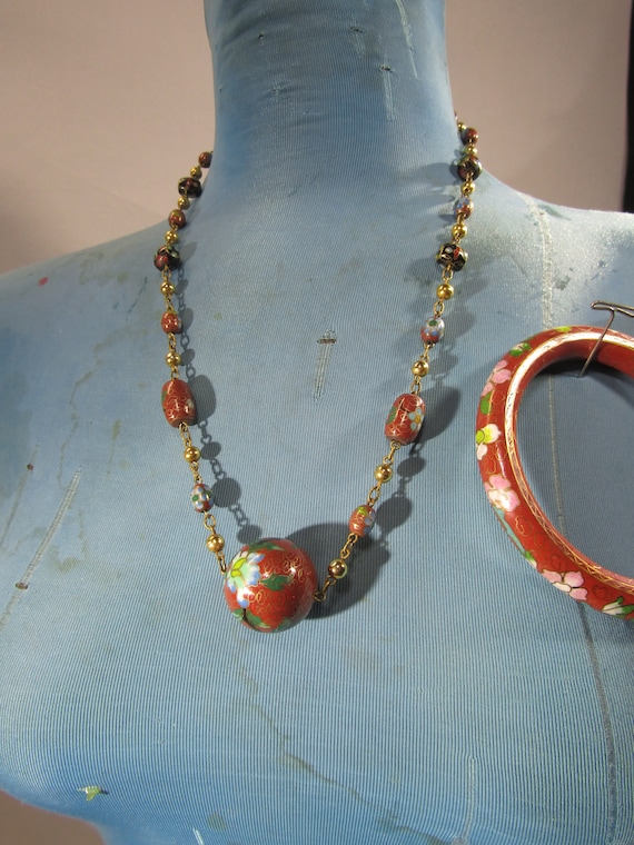 vintage Cloisonne Enamel necklace and bracelet