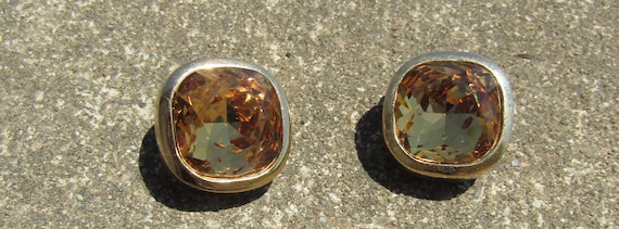 vintage Christian Dior gold crystal clip earrings - image 1