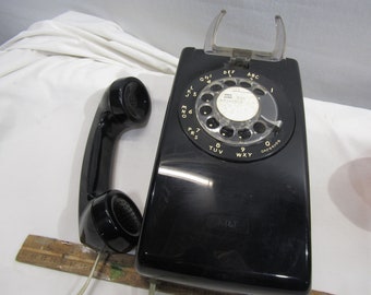 vintage black wall mount phone