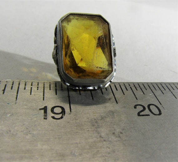 antique sterling ring,  amber stone ring - image 3