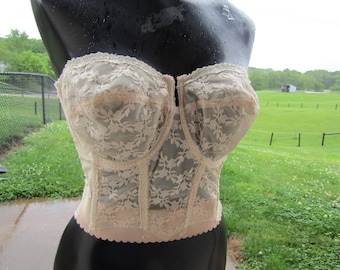 vintage cream strapless corset size 34d