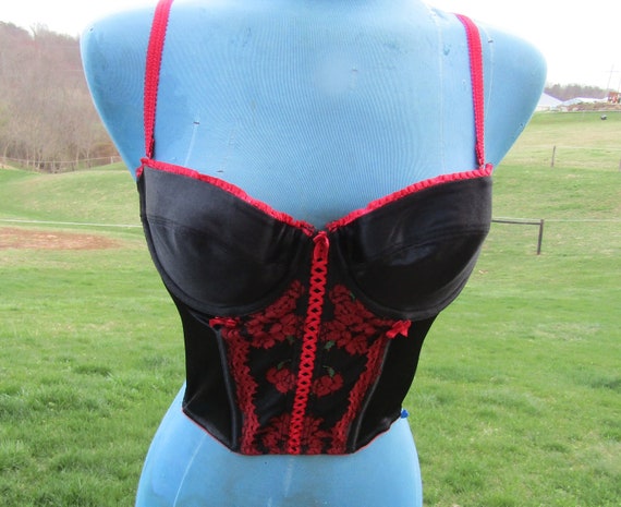 vintage black and red corset 36c - image 1