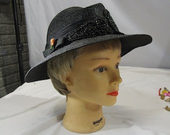 vintage black straw hat