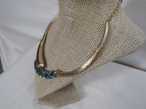 Rare Boucher  harlequin number blue green necklace - image 5