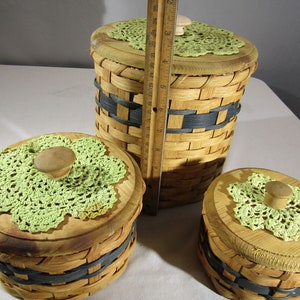 vintage  3 pc wicker canister set