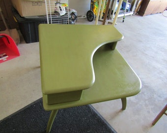 vintage mid-century heywood   green corner table