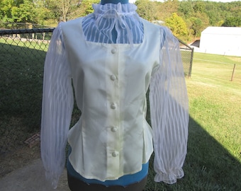 vintage crème blouse met lange mouwen maat 13-14