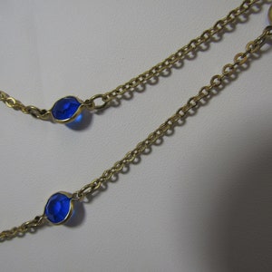 bezel set chain necklace with blue crystals