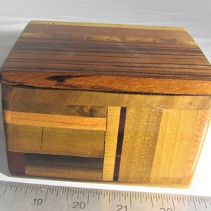 vintage handmade wood jewelry box with lid