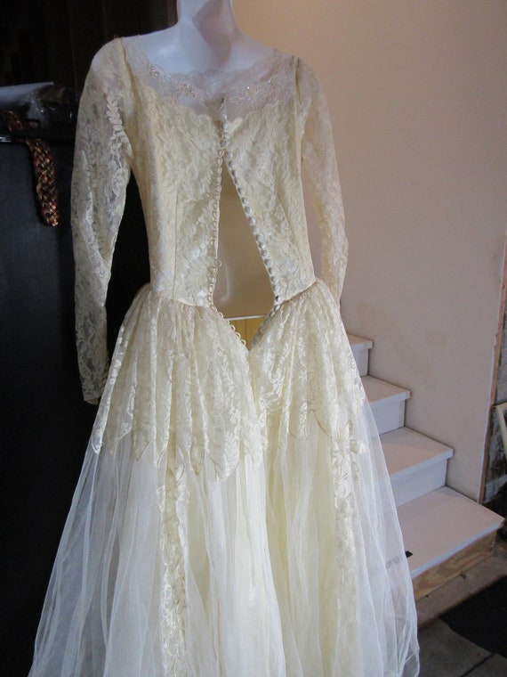 vintage cream wedding dress / 70ish wedding dress - image 6