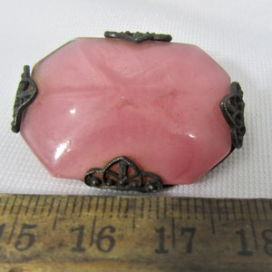 vintage pink glass brooch