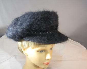 sombrero vintage / sombrero / gorra negra afelpada