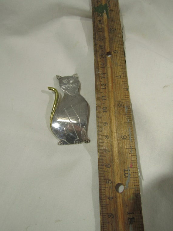 vintage sterling cat brooch