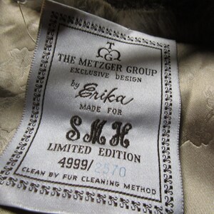 May include: White tag with black text that reads "The Metzger Group Exclusive Design by Erika Made For SMH Limited Edition 4999/2570 Clean by Fur Cleaning Method".