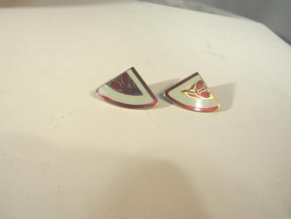 vintage signed hammal huang enamel earrings