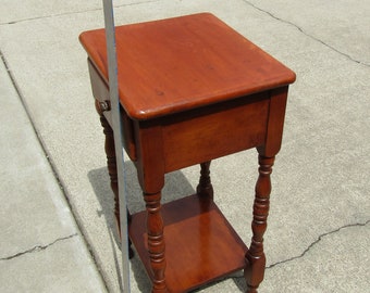 Vintage Wood Farmhouse End Table: Living Room Plant Stand