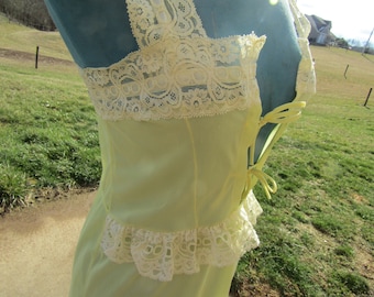 vintage yellow sexy nylon nightgown small