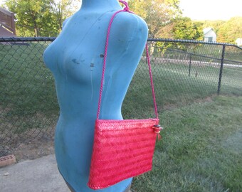 vintage pink straw purse