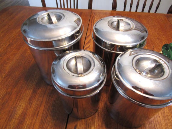 vintage stainless-steel canister set