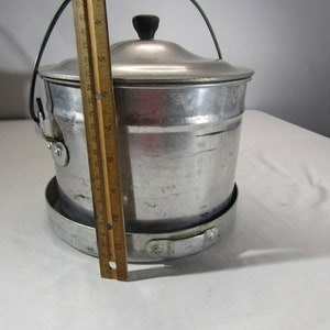 vintage stackable aluminum buckets and pans