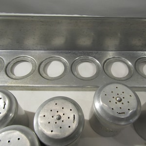 Vintage Aluminum Wall Mount Spice Rack with 6 Containers