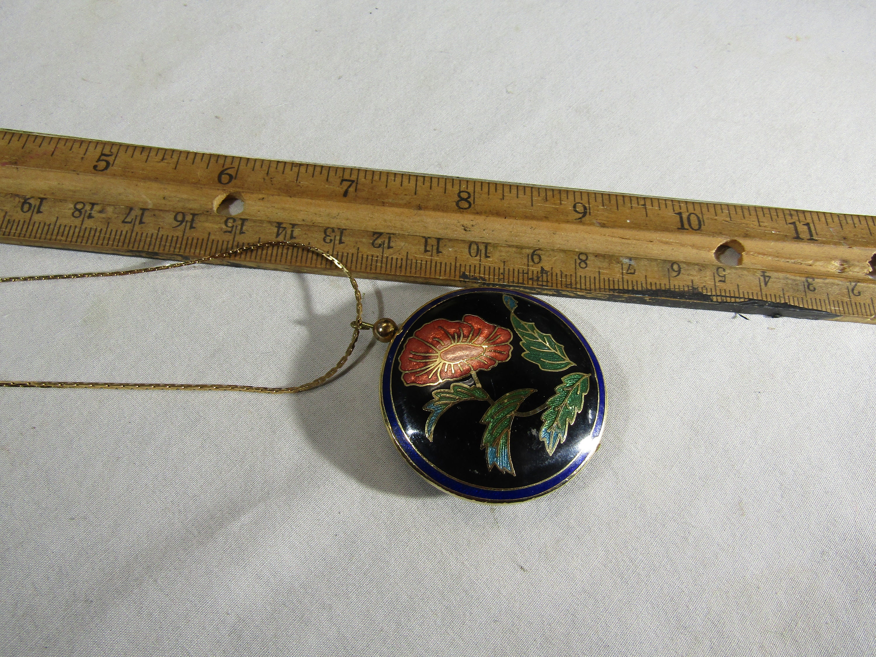 Pendentif Collier Biche émail Cloisonné Années 70 (vintage, Sans Marque)