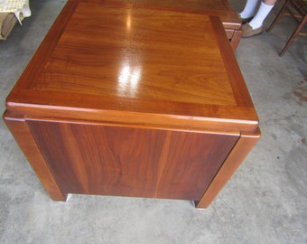 vintage lane mid century oak end table with storage cabinet