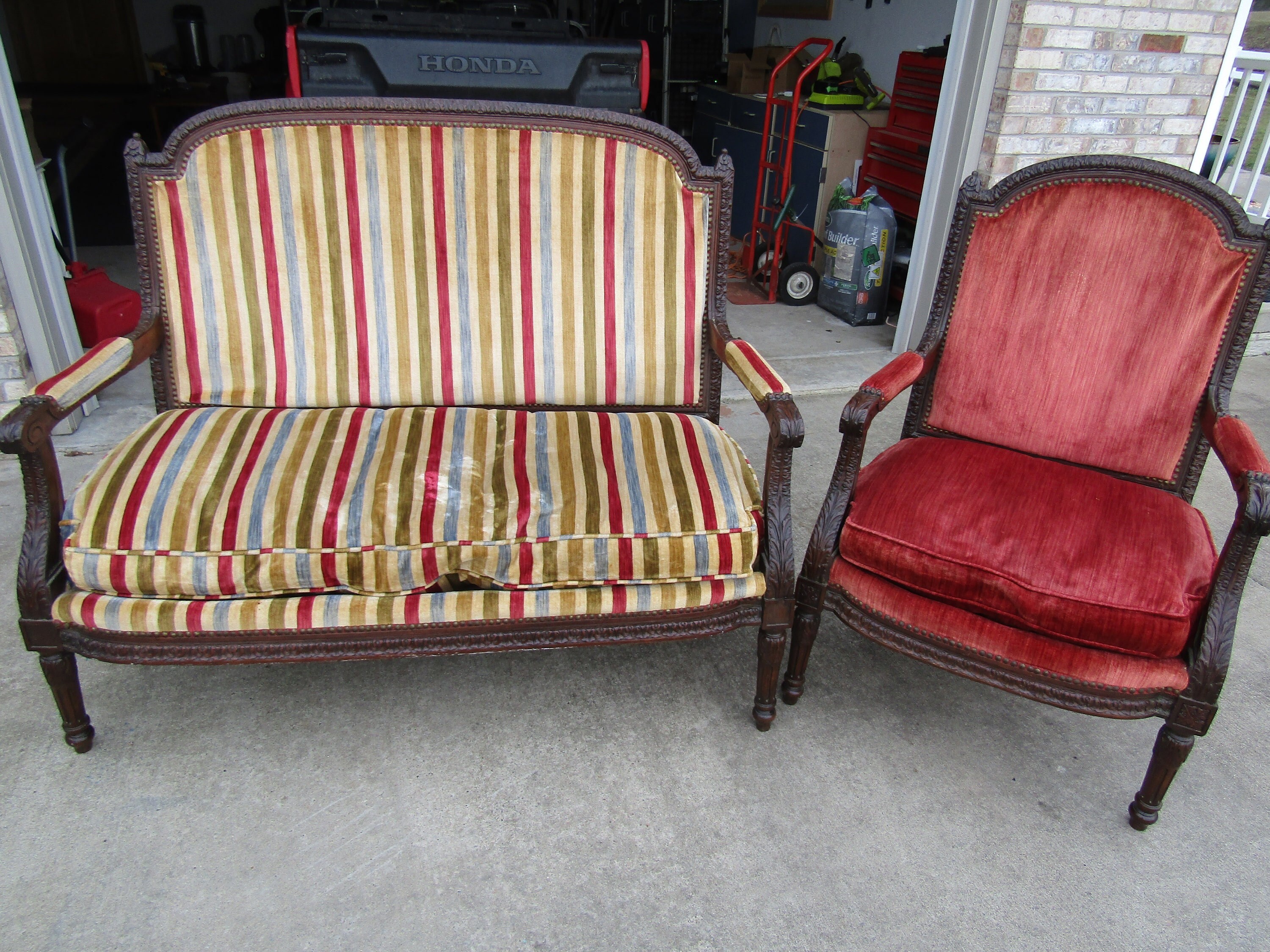 Antique Victorian Hand Carved Love Seat and Chair Etsy