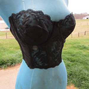 vintage black boned corset size 36c