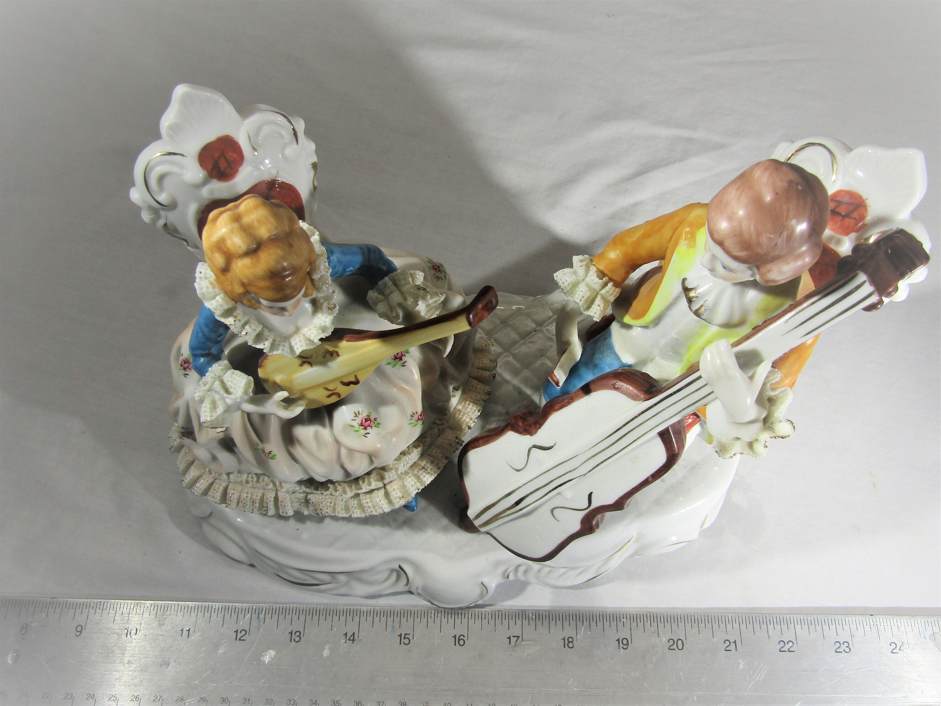 Victorian Figurine Porcelain Figurines Playing Music Etsy