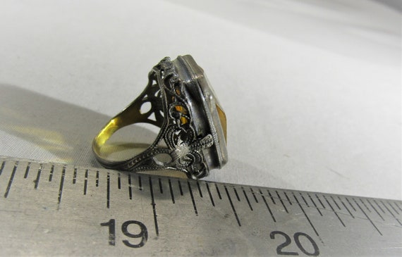 antique sterling ring,  amber stone ring - image 5