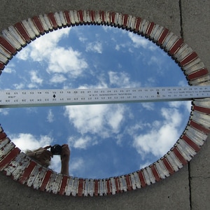 vintage big chic wood wall mirror