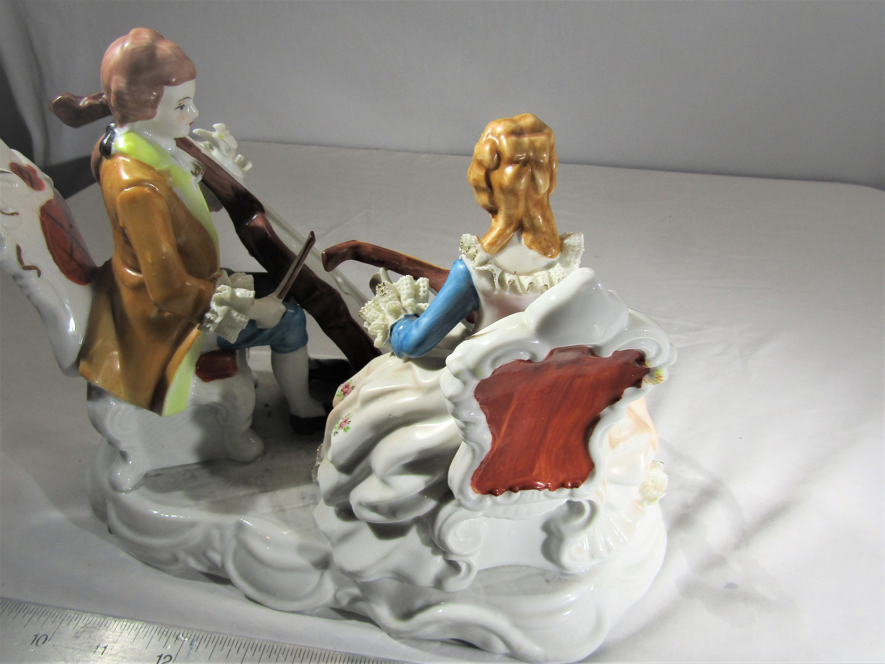 Victorian Figurine Porcelain Figurines Playing Music Etsy
