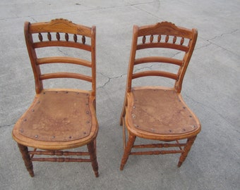 vintage antique chairs, leather seats chairs