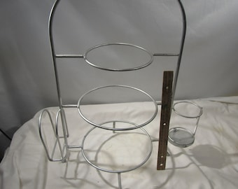 Iron Plate Caddy with Napkin/Silverware Holder, Pie Rack, Buffet Serving Stand