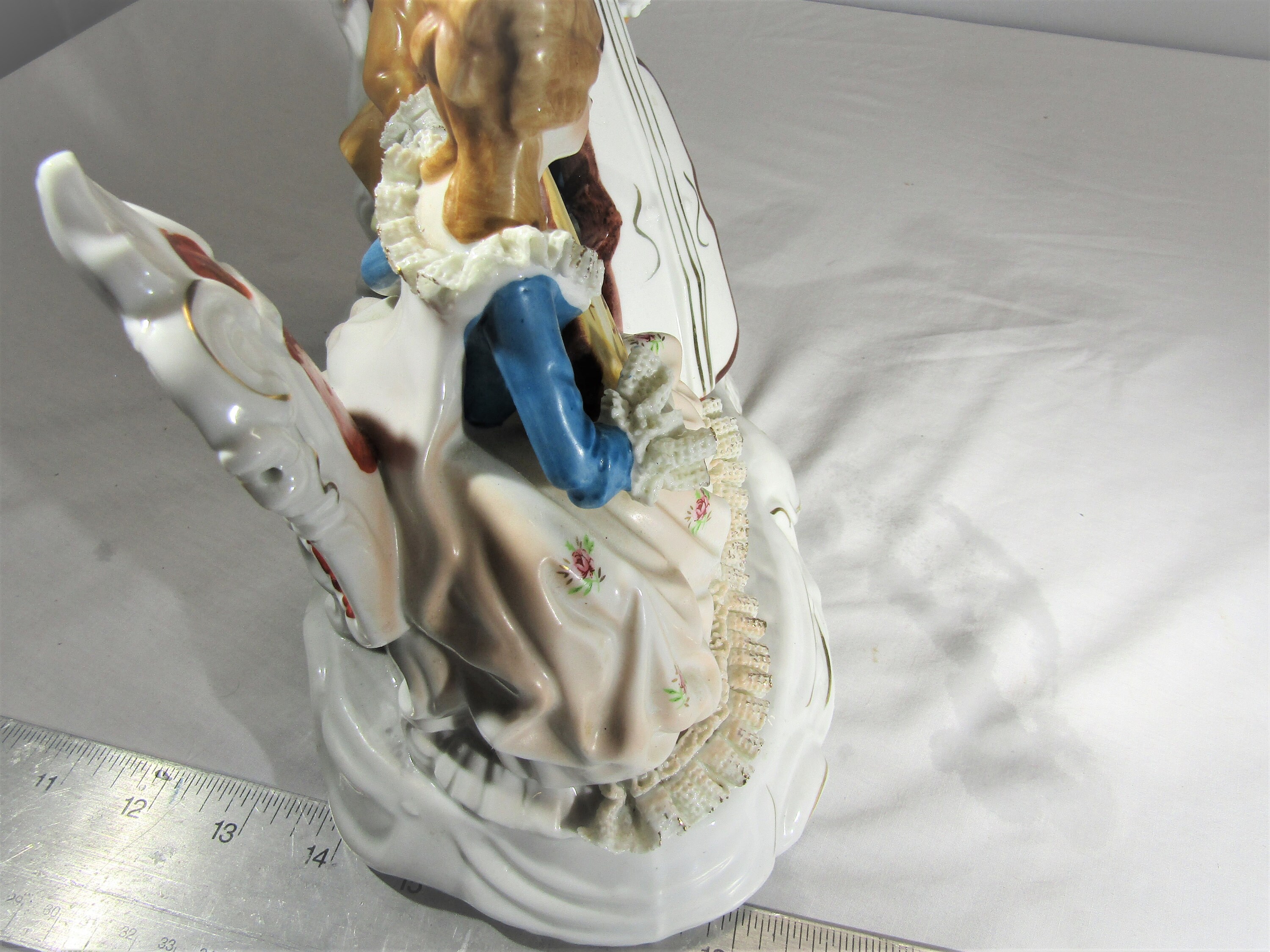 Victorian Figurine Porcelain Figurines Playing Music Etsy