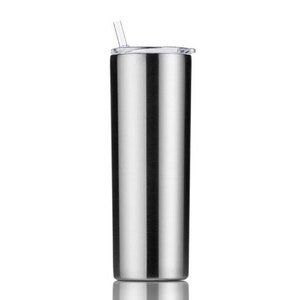 WHITE Sublimation Blank Tumblers; Double Walled Stainless Steel Tumbler  with Straw 20oz