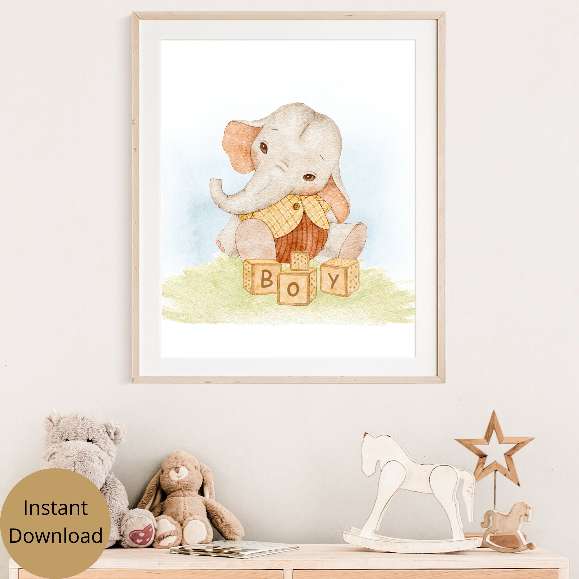 Baby Elefant Wandkunst Jungen Kinderzimmer sofortiger | Etsy