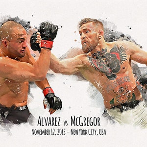 Conor McGregor vs Eddie Alvarez | MMA Memorabilia, DIGITAL PORTRAIT, Wall Art Decor, Gym, Home Living, Gift, Bedroom, Office Decor, Mancave