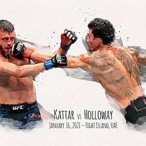 Max Holloway vs Calvin Kattar / MMA Memorabilia, RETRATO DIGITAL, Decoración de arte de pared, Gimnasio, Vida en casa, Regalo, Dormitorio, Decoración de oficina, Mancave