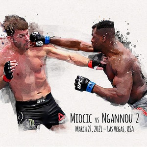 Stipe Miocic vs Francis Ngannou 2, MMA Memorabilia, DIGITAL PORTRAIT, Wall Art Decor, Gym, Home Living, Gift, Bedroom, Office Decor, Mancave