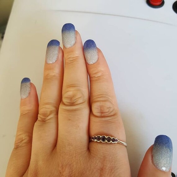 THERMAL Colour Change Nail Extensions blue to Silver - Etsy THERMAL Colour Change Nail Extensions blue to Silver - Etsy