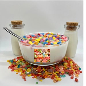 Large Fruity Pebbles Cereal Candle| Cereal Bowl| Cereal Scented Soy Candle| Cereal Soy Candle |Breakfast Candle |Cereal Candle |