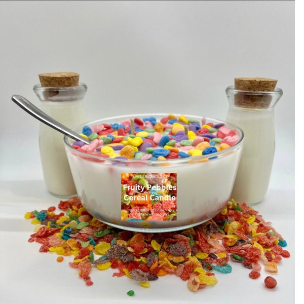 Large Fruity Pebbles Cereal Candle| Cereal Bowl| Cereal Scented Soy Candle| Cereal Soy Candle |Breakfast Candle |Cereal Candle |